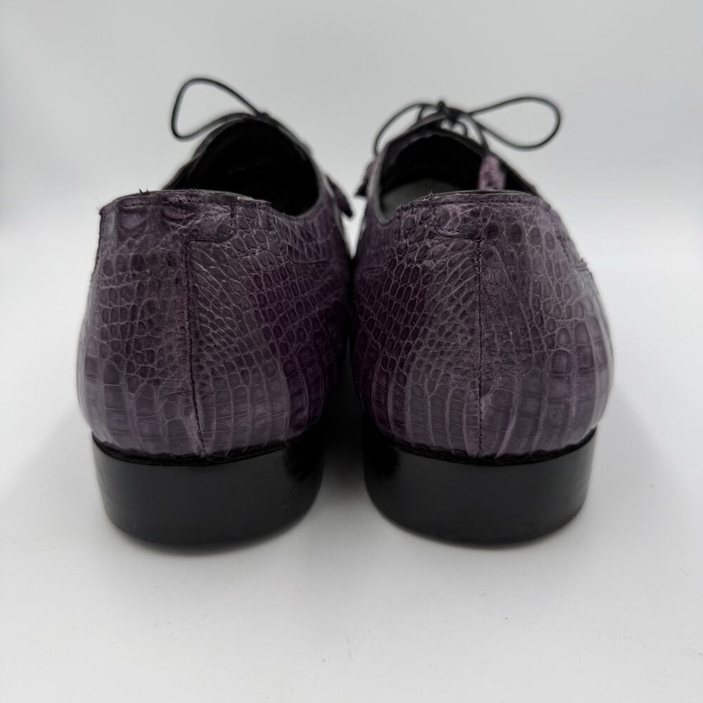 Mezlan Genuine Crocodile Monkstrap Dress Shoes Purple Men’s 12 Italy Luxury - Picture 10 of 13
